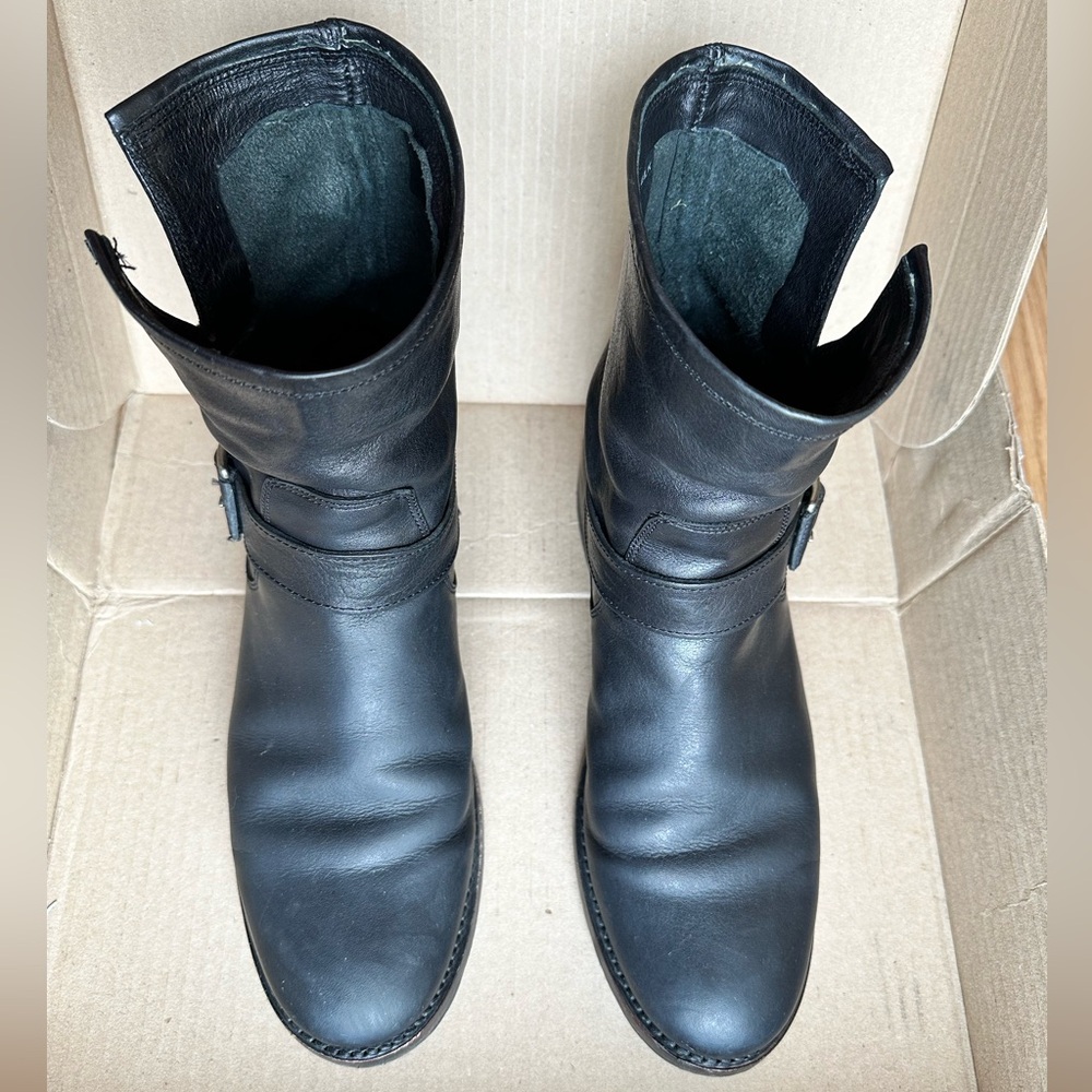 Frye Natalie Short Engineer Boots Black